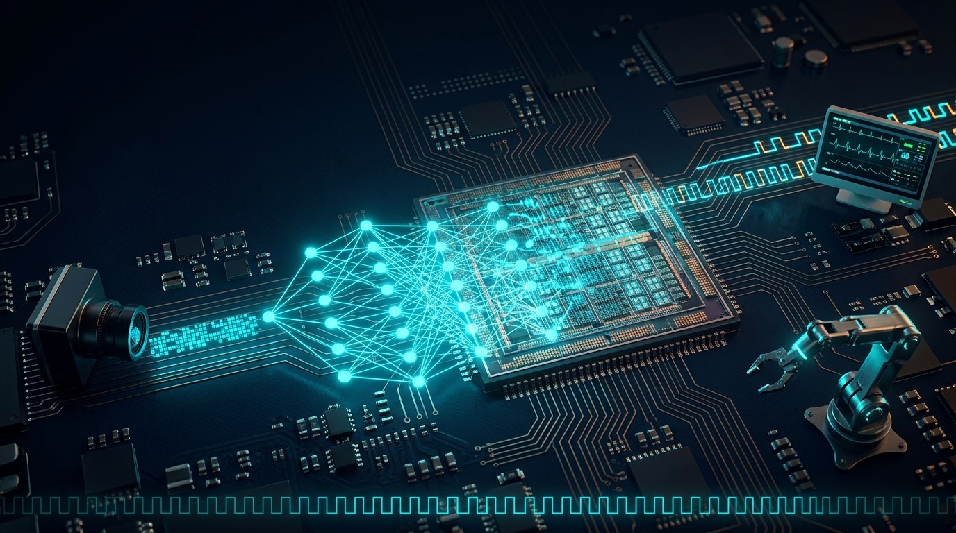 Neural network compiling into an FPGA die, with camera input and deterministic output signals